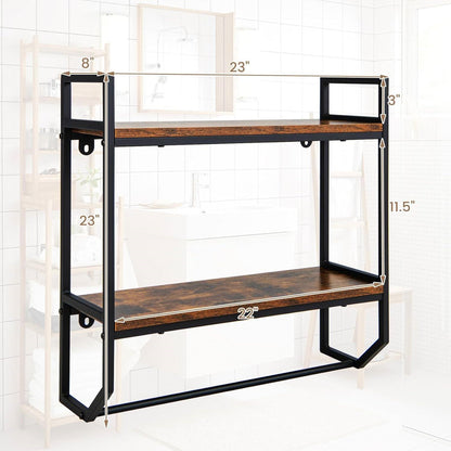 Estantería de baño de 2 niveles para colocar sobre el inodoro con toallero, para montar en la pared