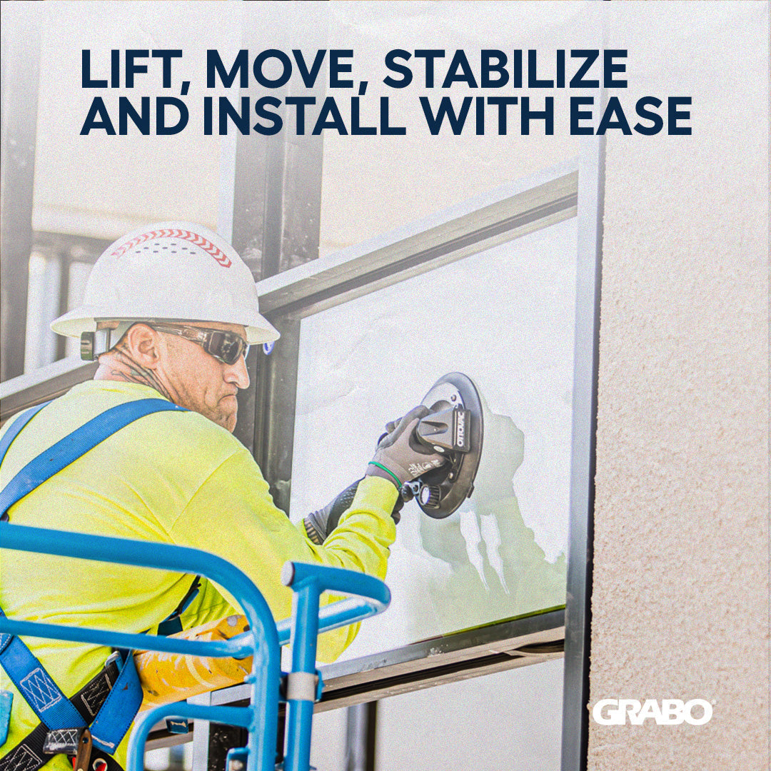 OTTOVAC portable electric suction gripster for glass by GRIP TECH TOOLS in use by worker on Tampa Home & Garden Store