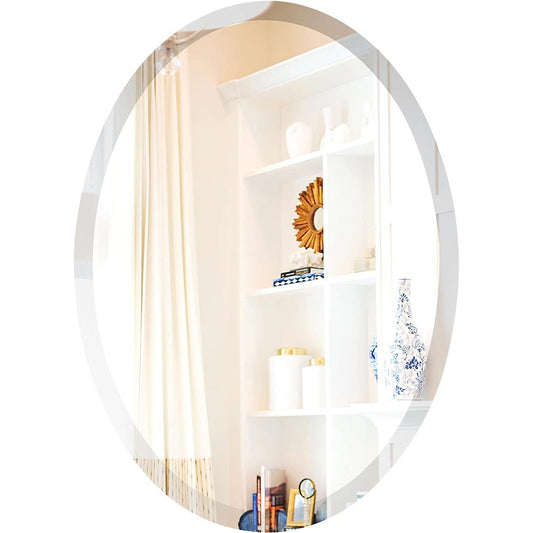 Oval 36 x 24-inch Beveled Bathroom Living Room Vanity Frameless Wall Mirror - Tampa Home & Garden Store