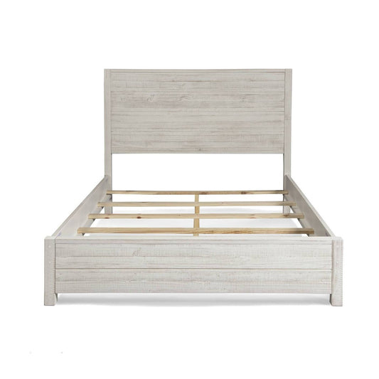 FarmHome Off White Solid Pine Platform Bed in Queen Size - Tampa Home & Garden Store