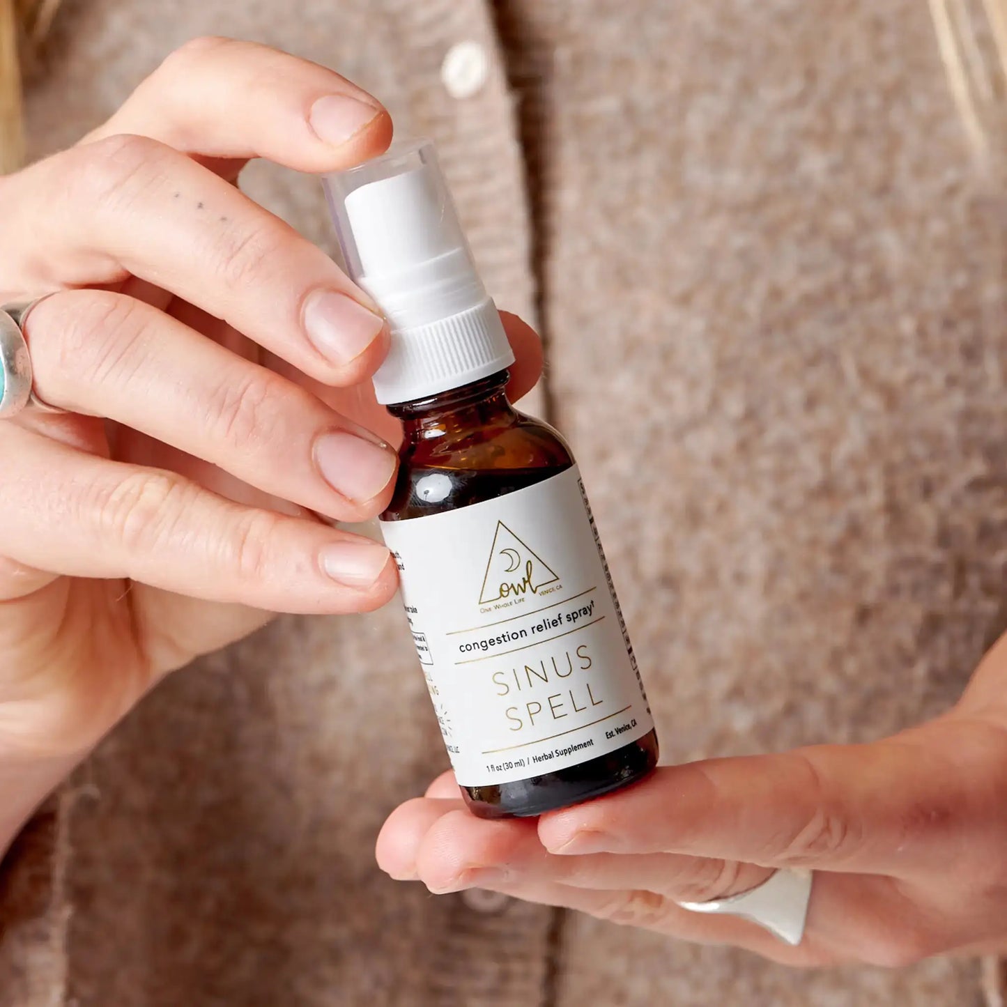 Sinus Spell nasal spray by OWL Venice, herbal congestion relief on Tampa Home & Garden Store