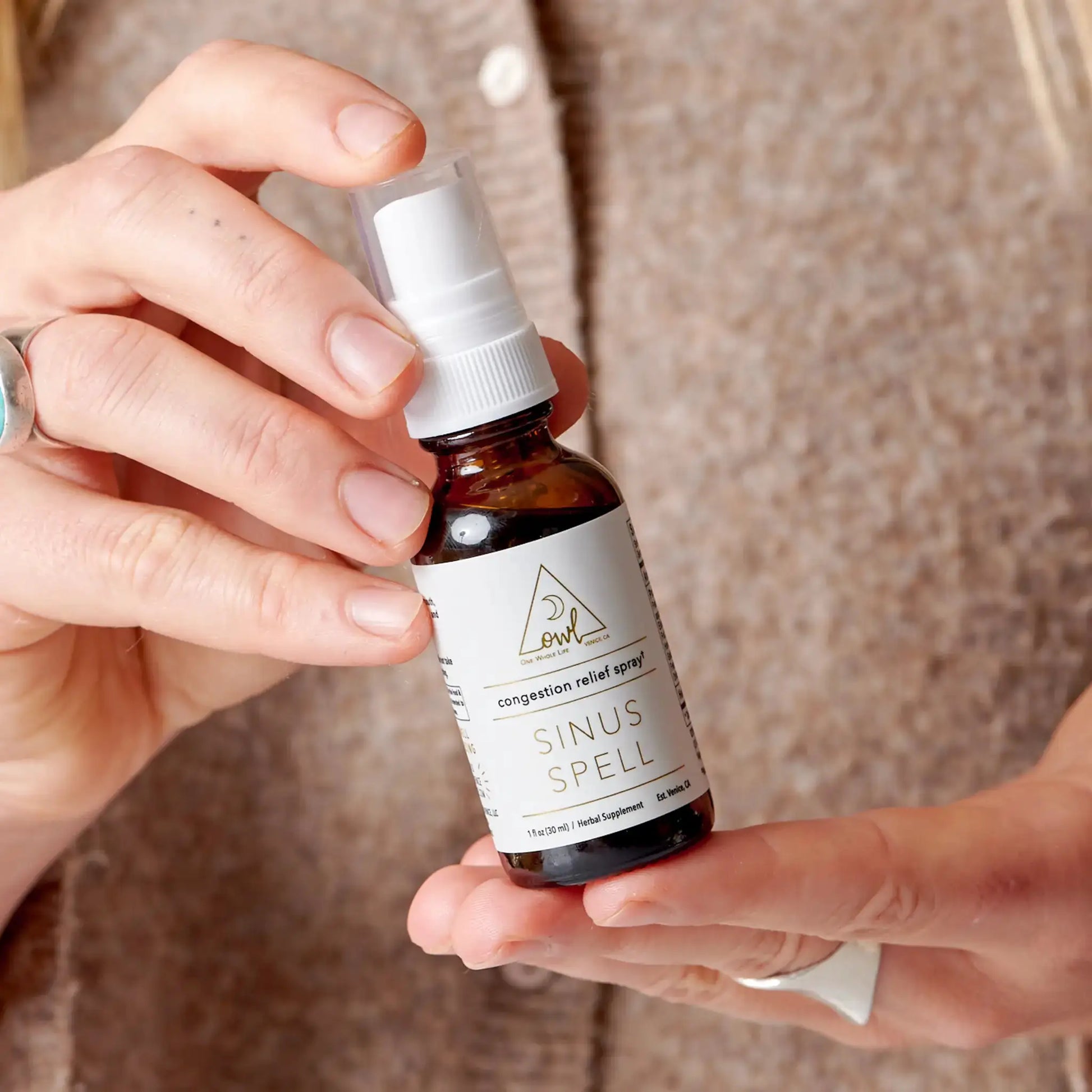 Sinus Spell nasal spray by OWL Venice, herbal congestion relief on Tampa Home & Garden Store