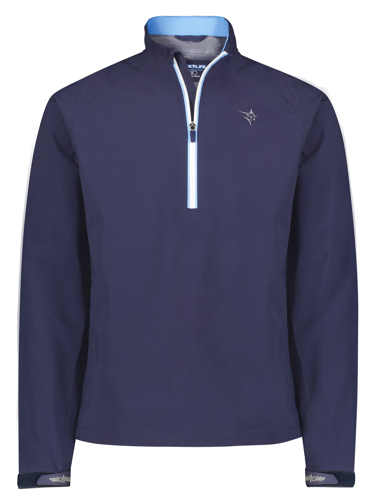 Palm Beach Waterproof Quarter Zip navy jacket with blue zipper trim by White Water Life on Tampa Home & Garden Store