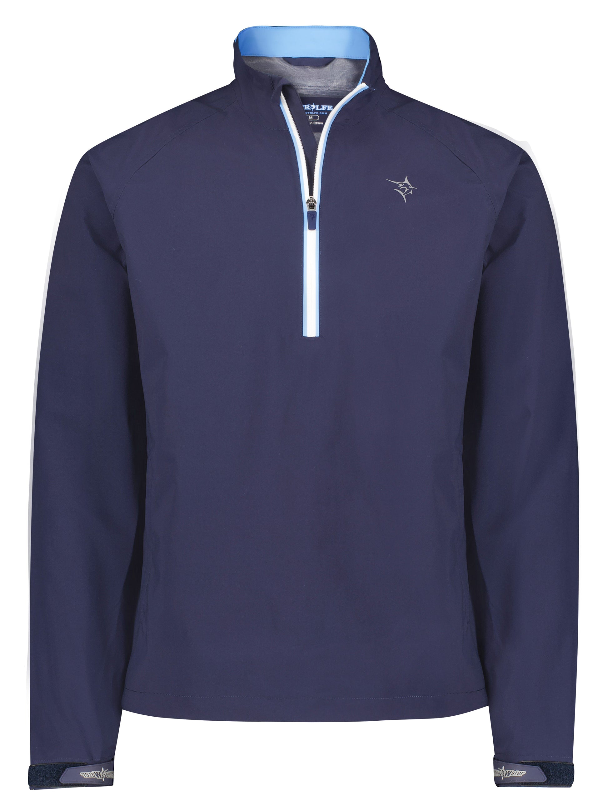 Palm Beach Waterproof Quarter Zip navy jacket with blue zipper trim by White Water Life on Tampa Home & Garden Store