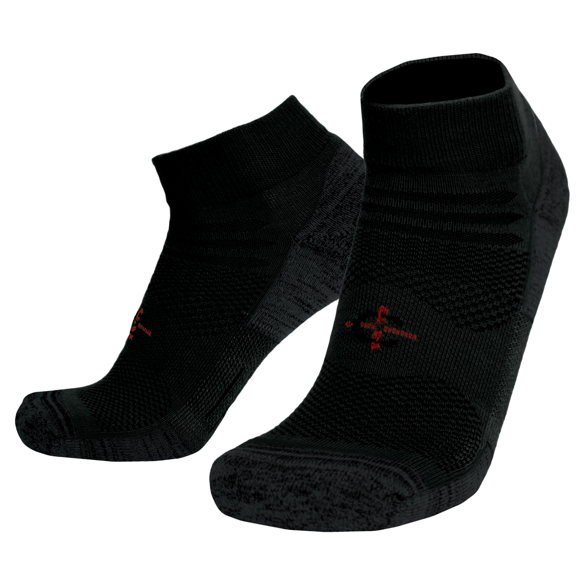 Outdoor X-Trainer black athletic socks by Covert Threads, ribbed crew-length pair on Tampa Home & Garden Store