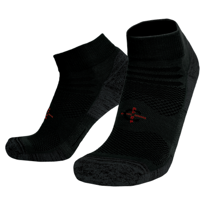 Outdoor X-Trainer black athletic socks by Covert Threads, ribbed crew-length pair on Tampa Home & Garden Store