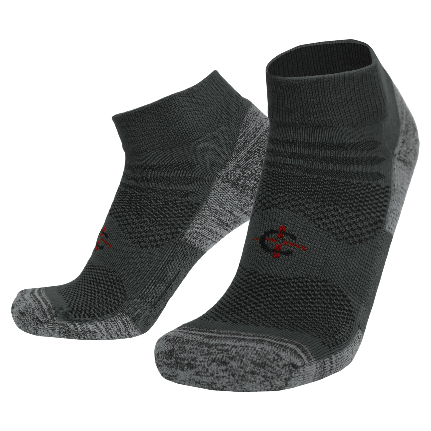 Covert Threads Outdoor X-Trainer athletic socks, charcoal gray knit with pattern, 2-pack on Tampa Home & Garden Store