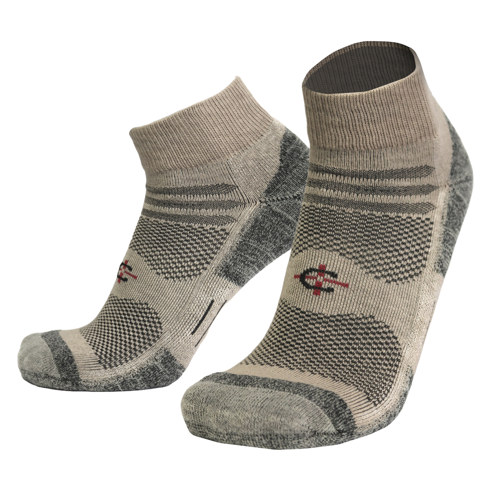 Outdoor X-Trainer athletic socks beige gray camo knit pair by Covert Threads on Tampa Home & Garden Store