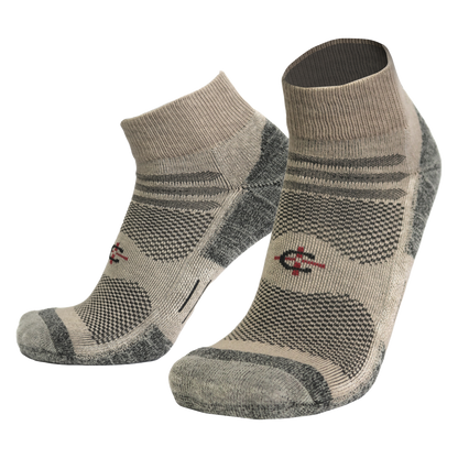 Outdoor X-Trainer athletic socks beige gray camo knit pair by Covert Threads on Tampa Home & Garden Store