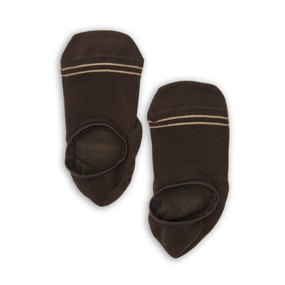 DeadSoxy F23 No-Show Sock brown footie socks with beige stripes 3-pack on Tampa Home & Garden Store