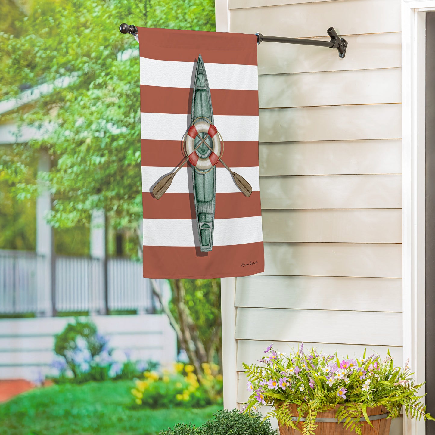 Oars & Canoe Front Back Suede House Flag - Tampa Home & Garden Store