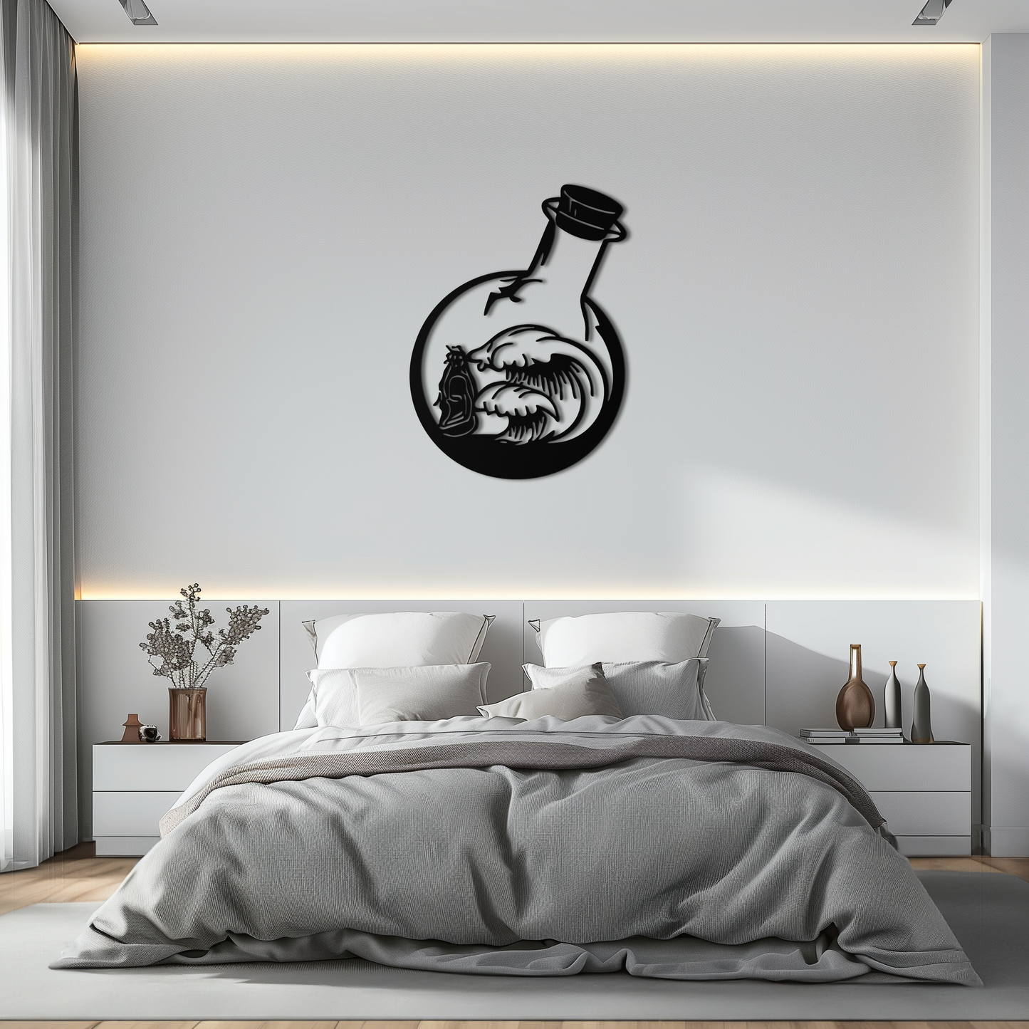 Ocean Waves and Buddha Silhouette Metal Wall Art – Zen Coastal Home Decor- KAF522 - Tampa Home & Garden Store