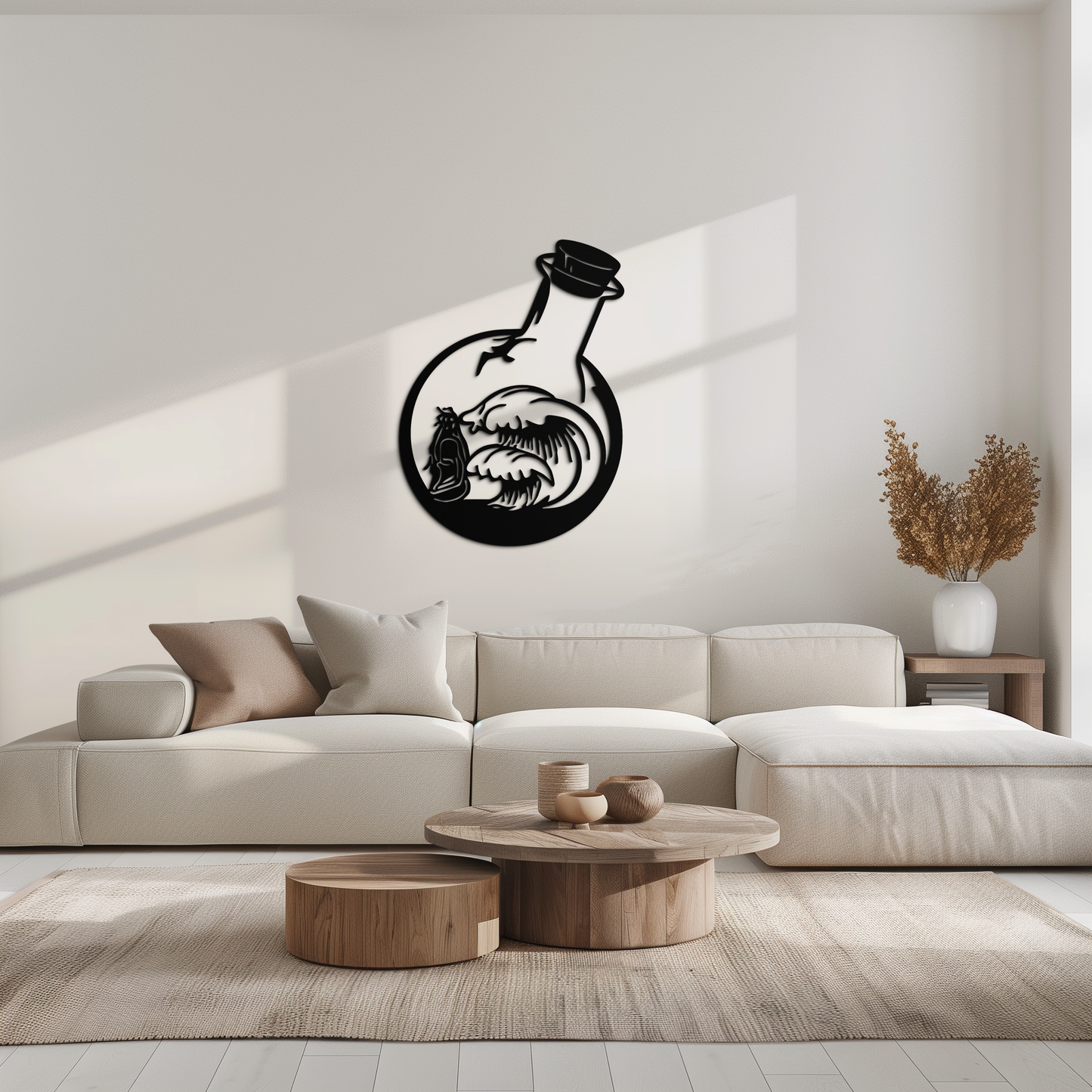 Ocean Waves and Buddha Silhouette Metal Wall Art – Zen Coastal Home Decor- KAF522 - Tampa Home & Garden Store