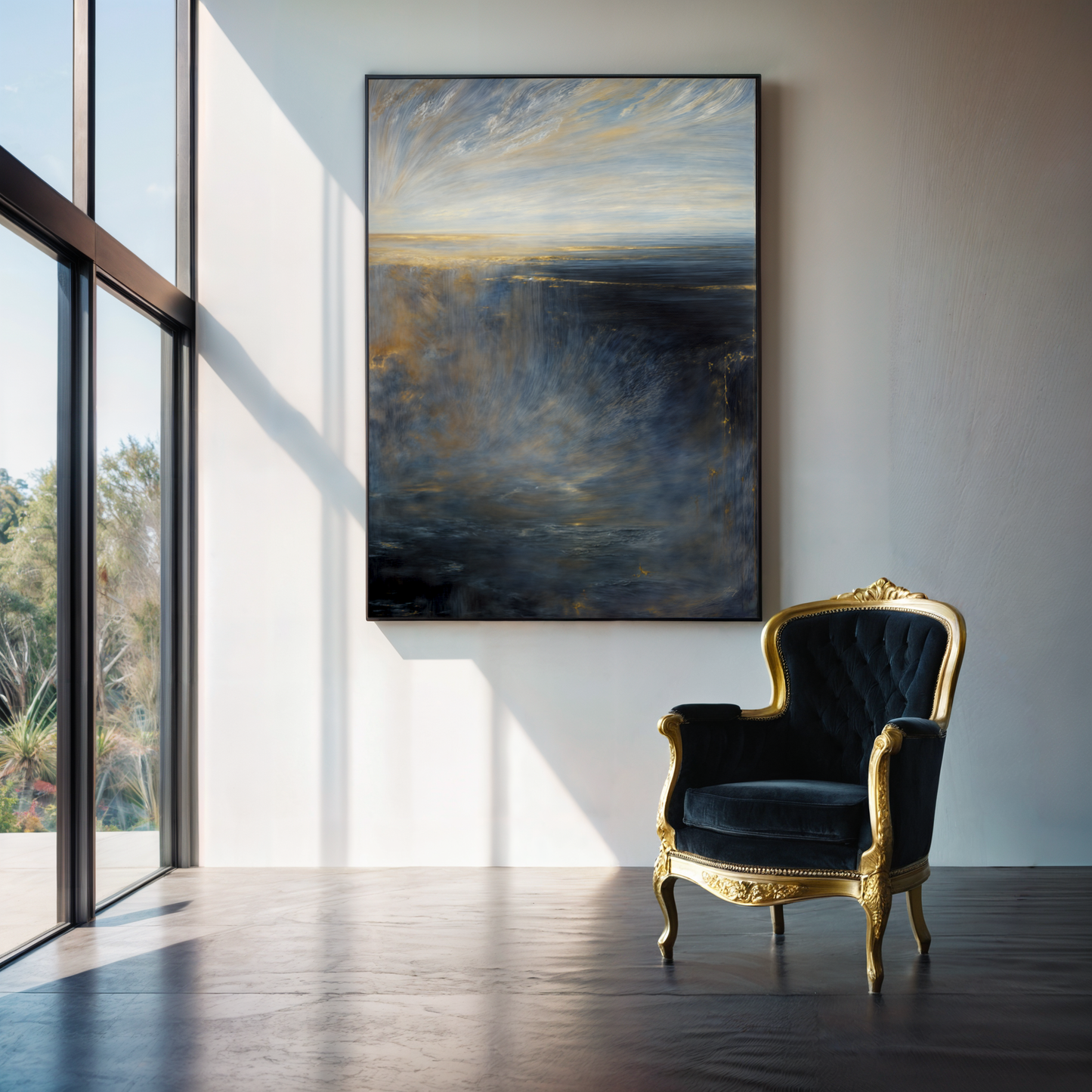 Canvas Print Oceans Lament by Tailored Canvases; seascape in blue and gold tones on Tampa Home & Garden Store