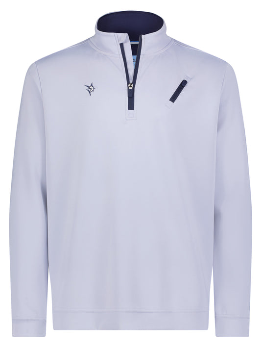 Oceanside Pullover Smooth Stretch light lavender half-zip with navy zipper White Water Life on Tampa Home & Garden Store