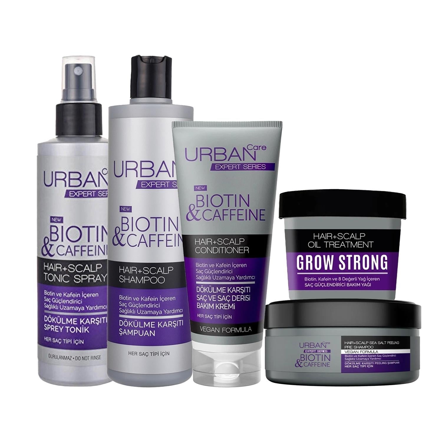 Biotin & caffeine Urban Care five-piece set: shampoo, conditioner, spray on Tampa Home & Garden Store