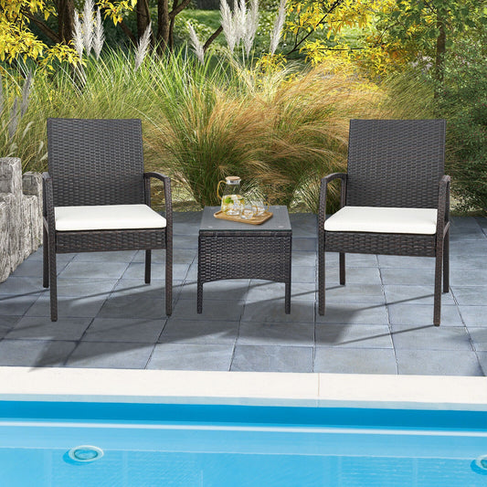 2 Pieces Patio Wicker Dining Armchair Set with Soft Zippered Cushion-Set of 2 - Tampa Home & Garden Store