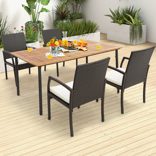 4 Pieces Patio Wicker Dining Armchair Set with Soft Zippered Cushion-Set of 4 - Tampa Home & Garden Store