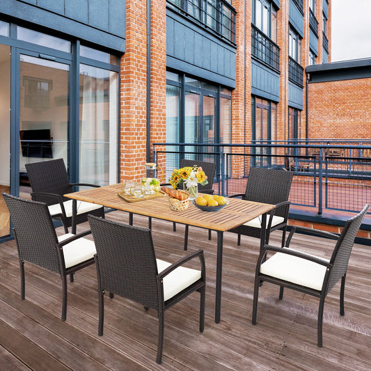 4 Pieces Patio Wicker Dining Armchair Set with Soft Zippered Cushion-Set of 4 - Tampa Home & Garden Store