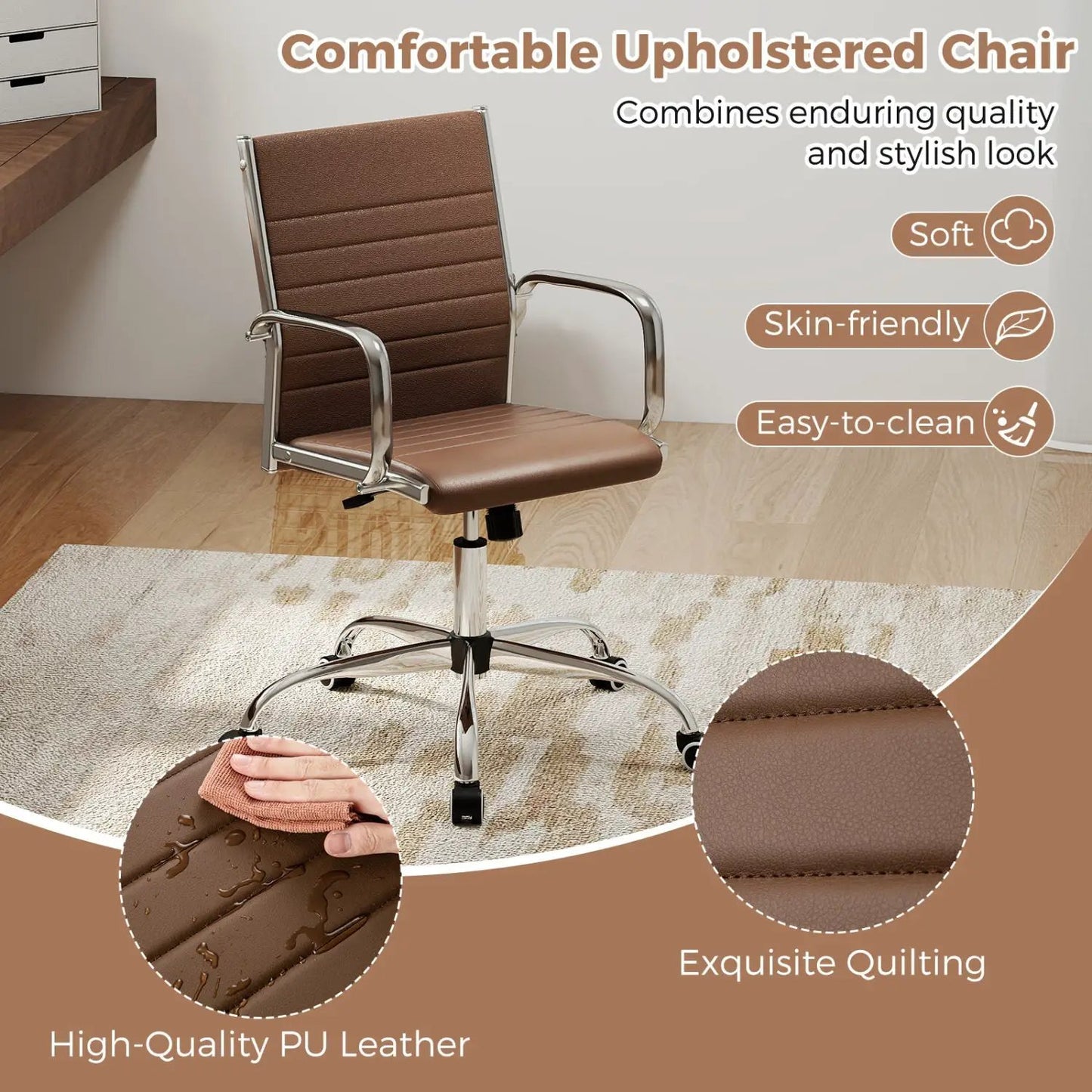 Height Adjustable Office Chair Rocking Backrest