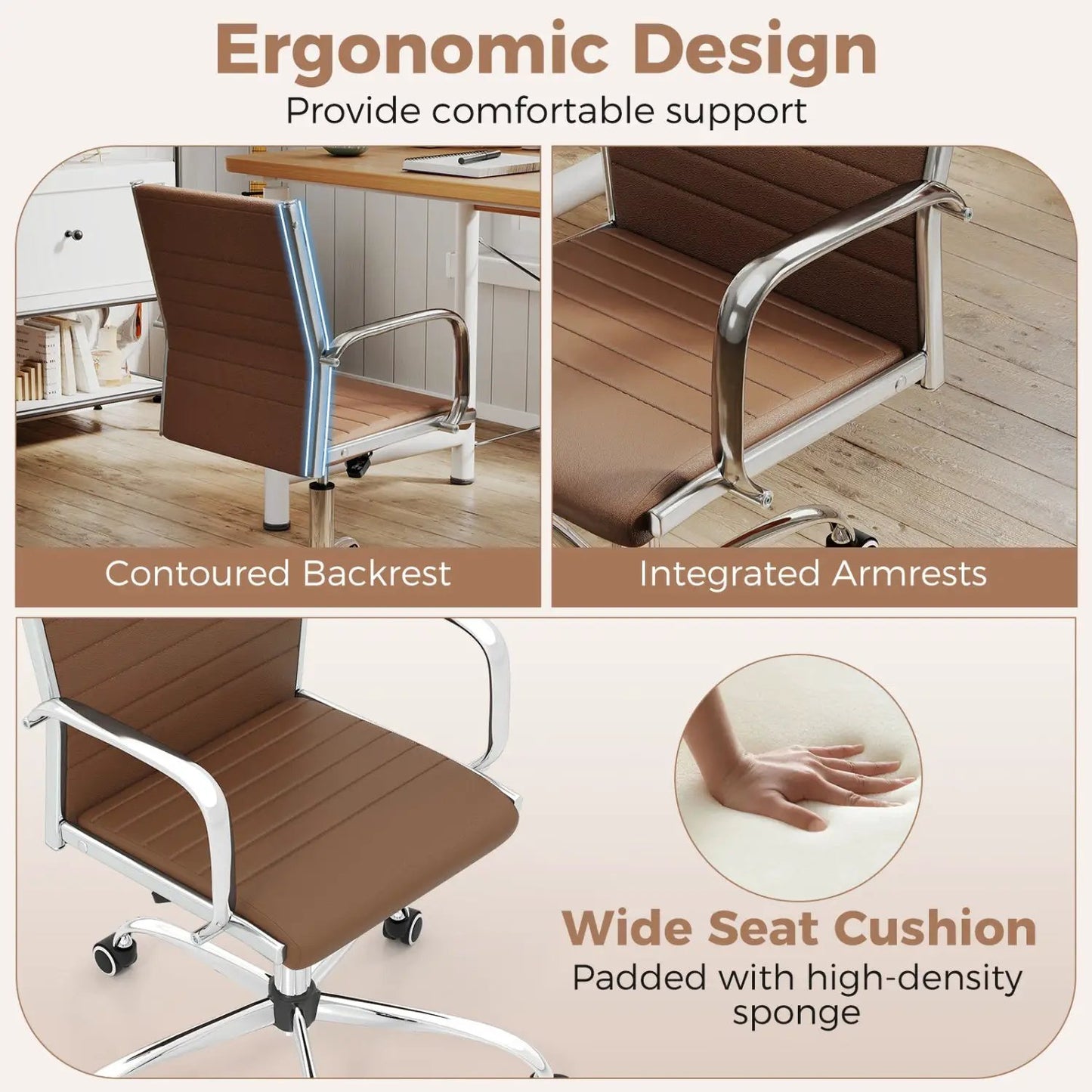Height Adjustable Office Chair Rocking Backrest