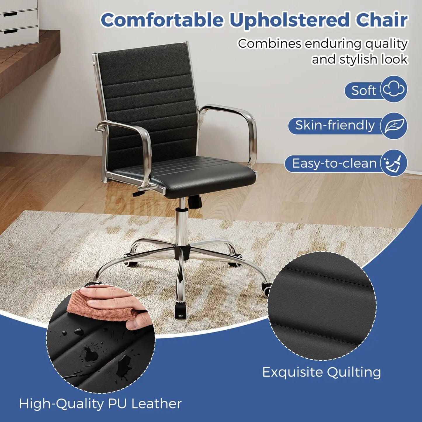 Height Adjustable Office Chair Rocking Backrest