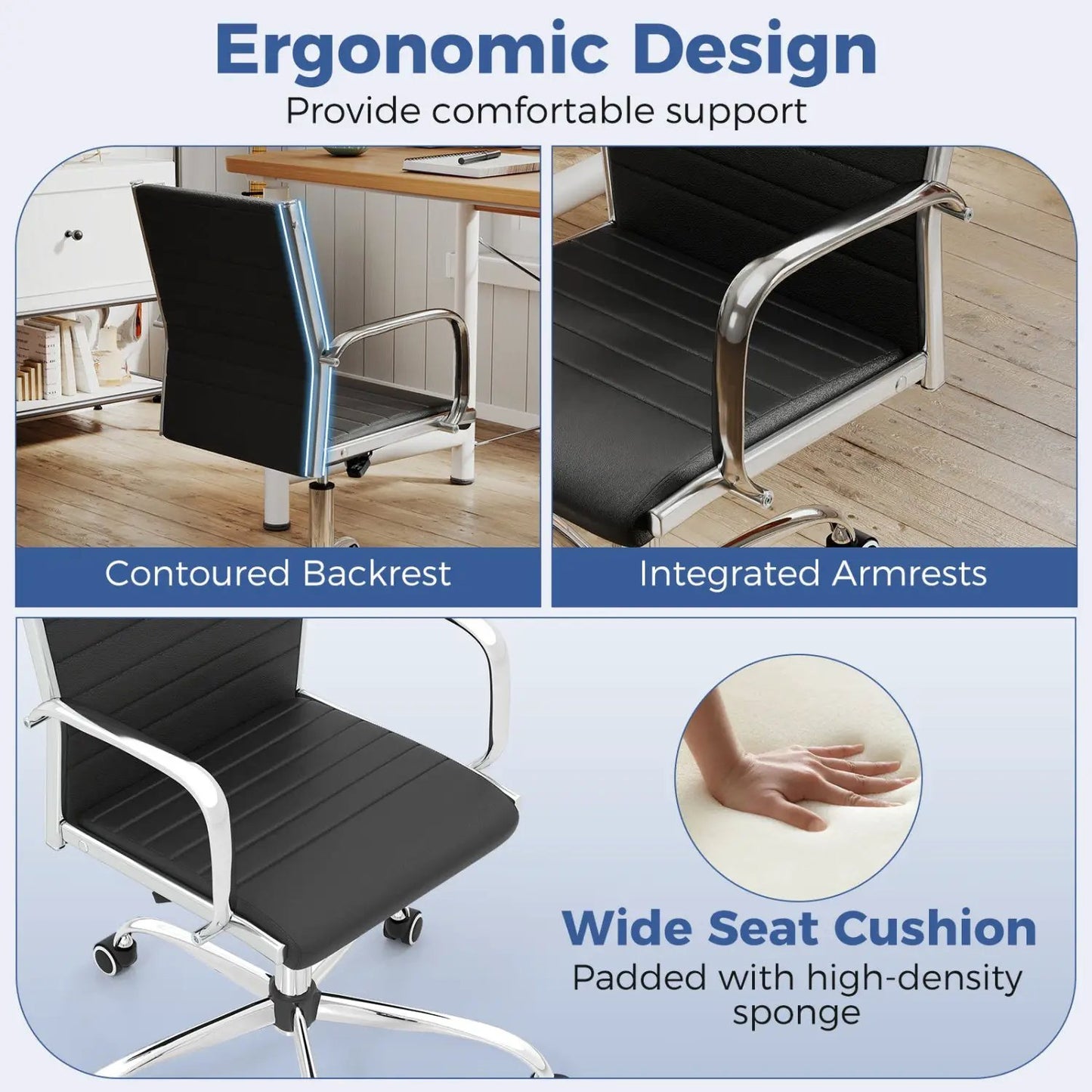 Height Adjustable Office Chair Rocking Backrest