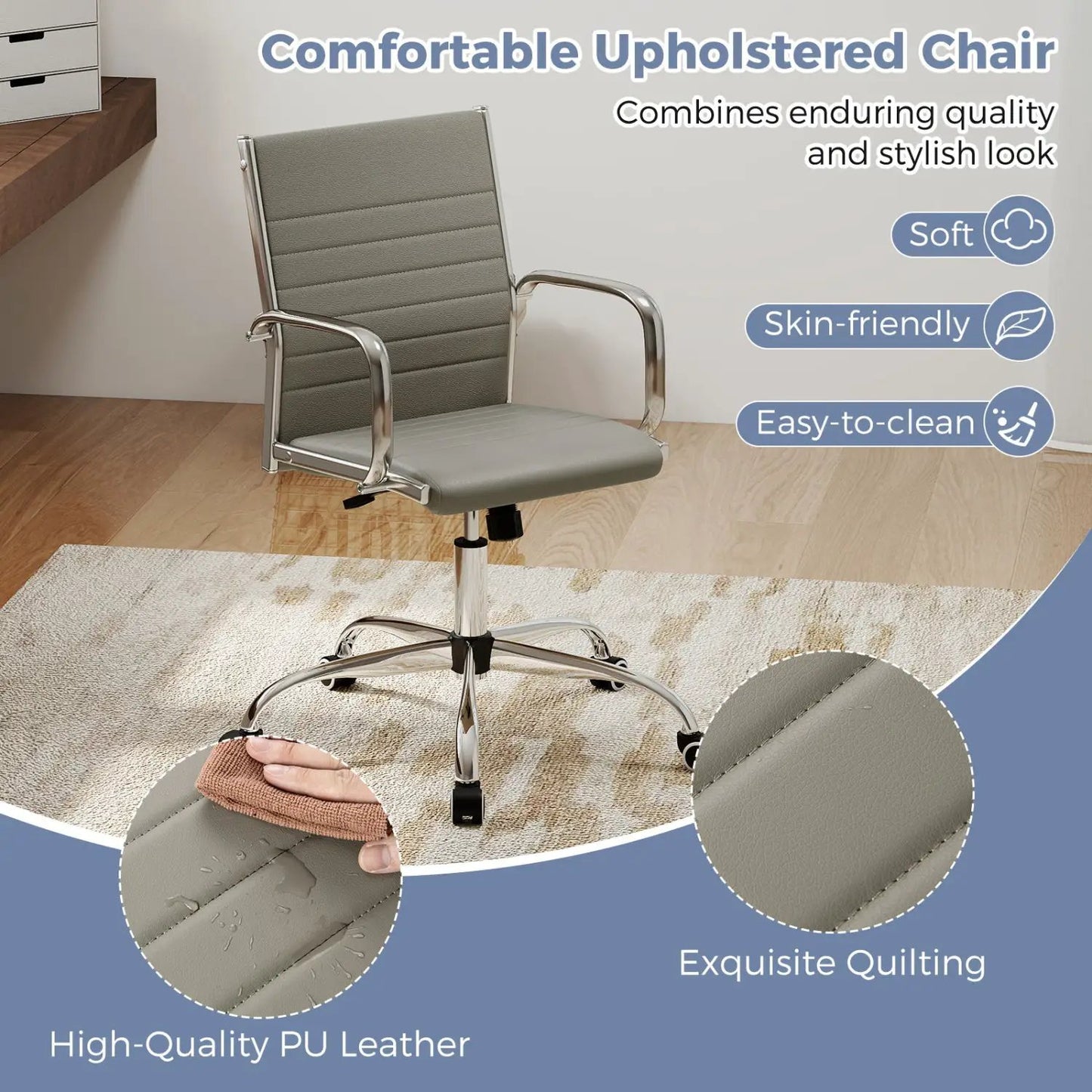 Height Adjustable Office Chair Rocking Backrest