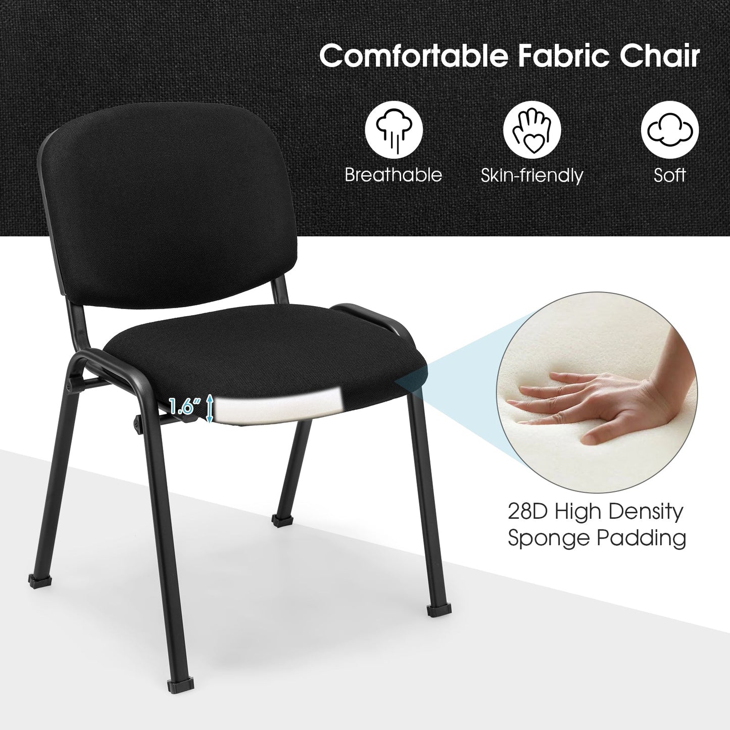 Silla de oficina con estructura de metal y cojines acolchados para sala de conferencias - Juego de 2