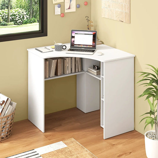 Corner Computer Desk with Arc Shaped Profile, DirectDeals desk with curved front and shelves on Tampa Home & Garden Store