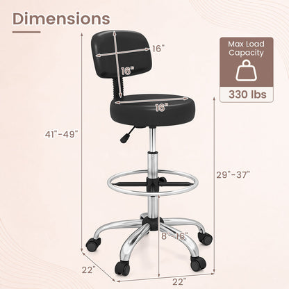 Drafting Chair with Adjustable Height & Footring by DirectDeals, black seat on chrome base on Tampa Home & Garden Store