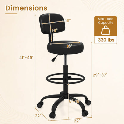 DirectDeals drafting chair with adjustable height and footring, black seat/back, 5-star base on Tampa Home & Garden Store