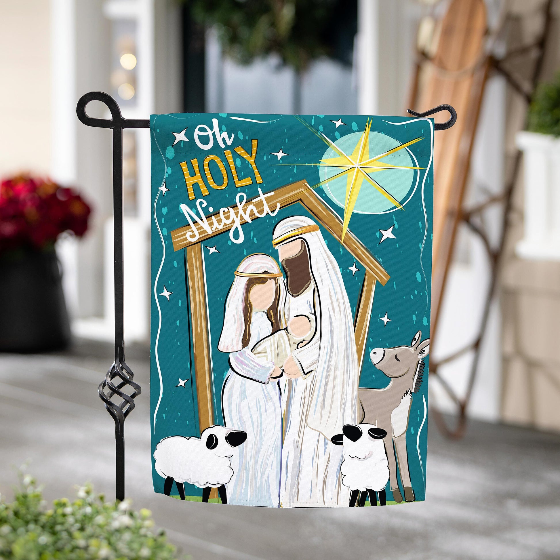 Oh Holy Night Burlap Garden Flag - Tampa Home & Garden Store