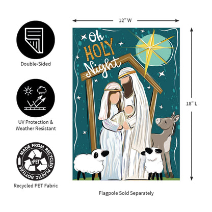 Oh Holy Night Burlap Garden Flag - Tampa Home & Garden Store
