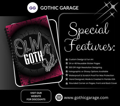 Oh My Goth Skeleton Hand Reusable Sticker Book, Perfect Gift to Personalize,  Sticker Organizer Album - Tampa Home & Garden Store