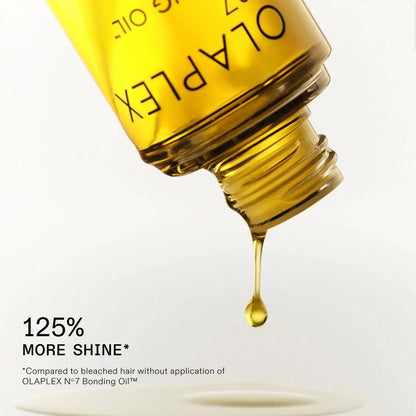 Olaplex No. 7 Bonding Oil bottle with golden-yellow liquid and OLAPLEX branding on Tampa Home & Garden Store