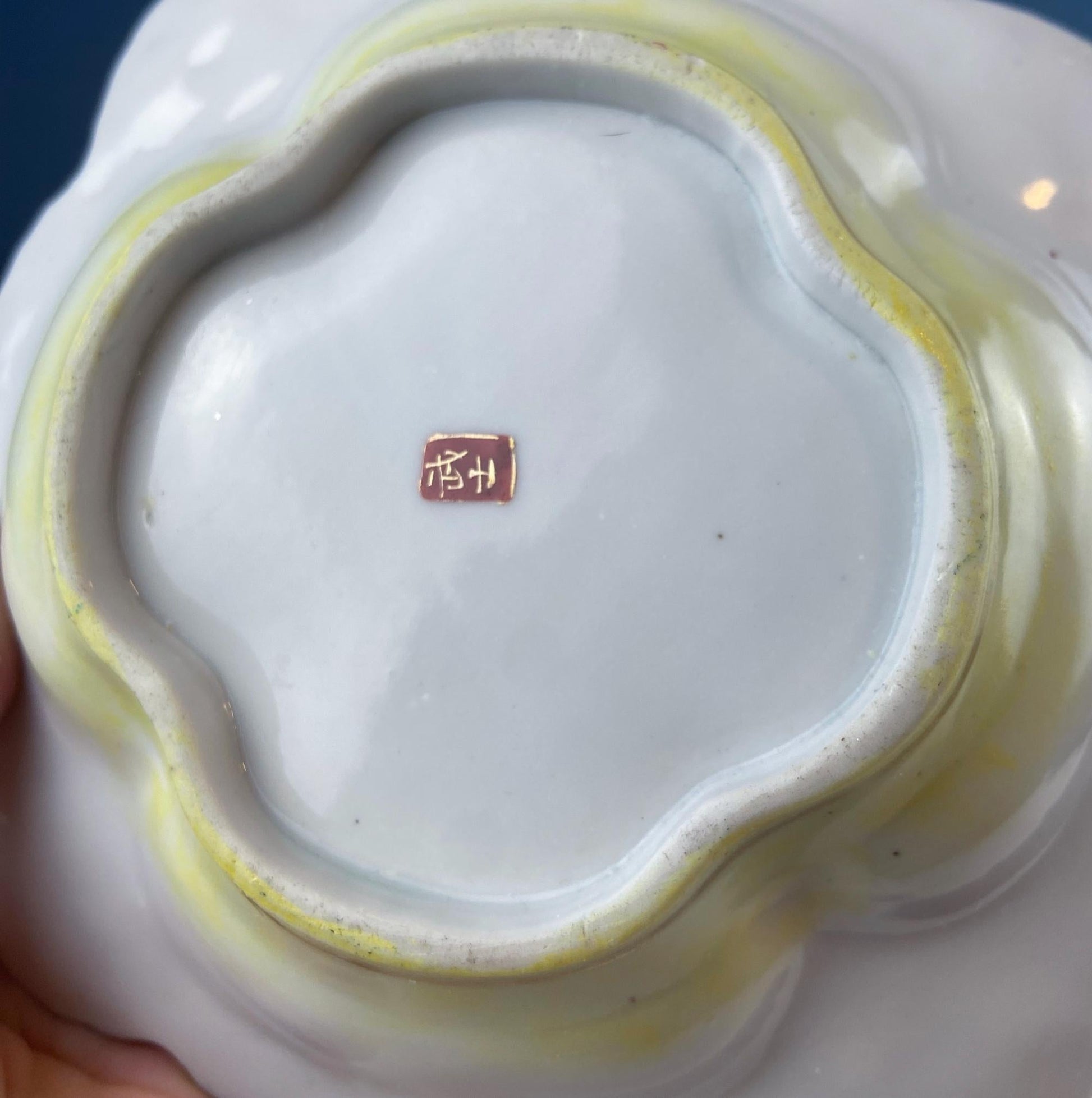 Old Hand Painted Porcelain Serving Bowl or Decorative Victorian Centerpiece with Scalloped Edges. Rich Gold Beaded Framework. Roses Motif. - Tampa Home & Garden Store