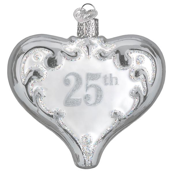 Old World Christmas 25th Anniversary Heart Glass Ornament - Tampa Home & Garden Store