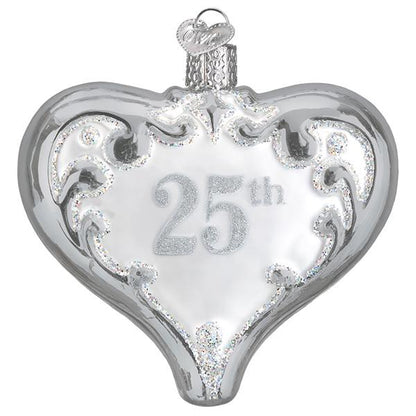Old World Christmas 25th Anniversary Heart Glass Ornament - Tampa Home & Garden Store