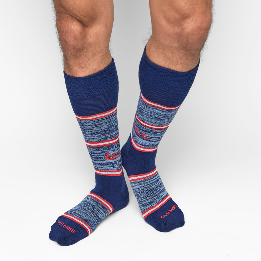 Ole Miss Lafayette 4-Pack DeadSoxy two navy knee-highs college socks with red/white stripes on Tampa Home & Garden Store