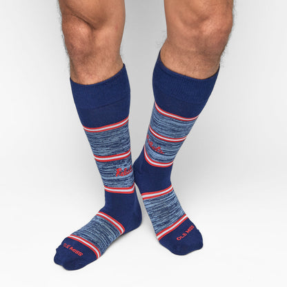 Ole Miss Lafayette 4-Pack DeadSoxy two navy knee-highs college socks with red/white stripes on Tampa Home & Garden Store
