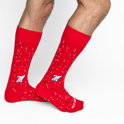 Ole Miss Rebel 4-Pack licensed college socks red with DeadSoxy Rebel M logo on Tampa Home & Garden Store