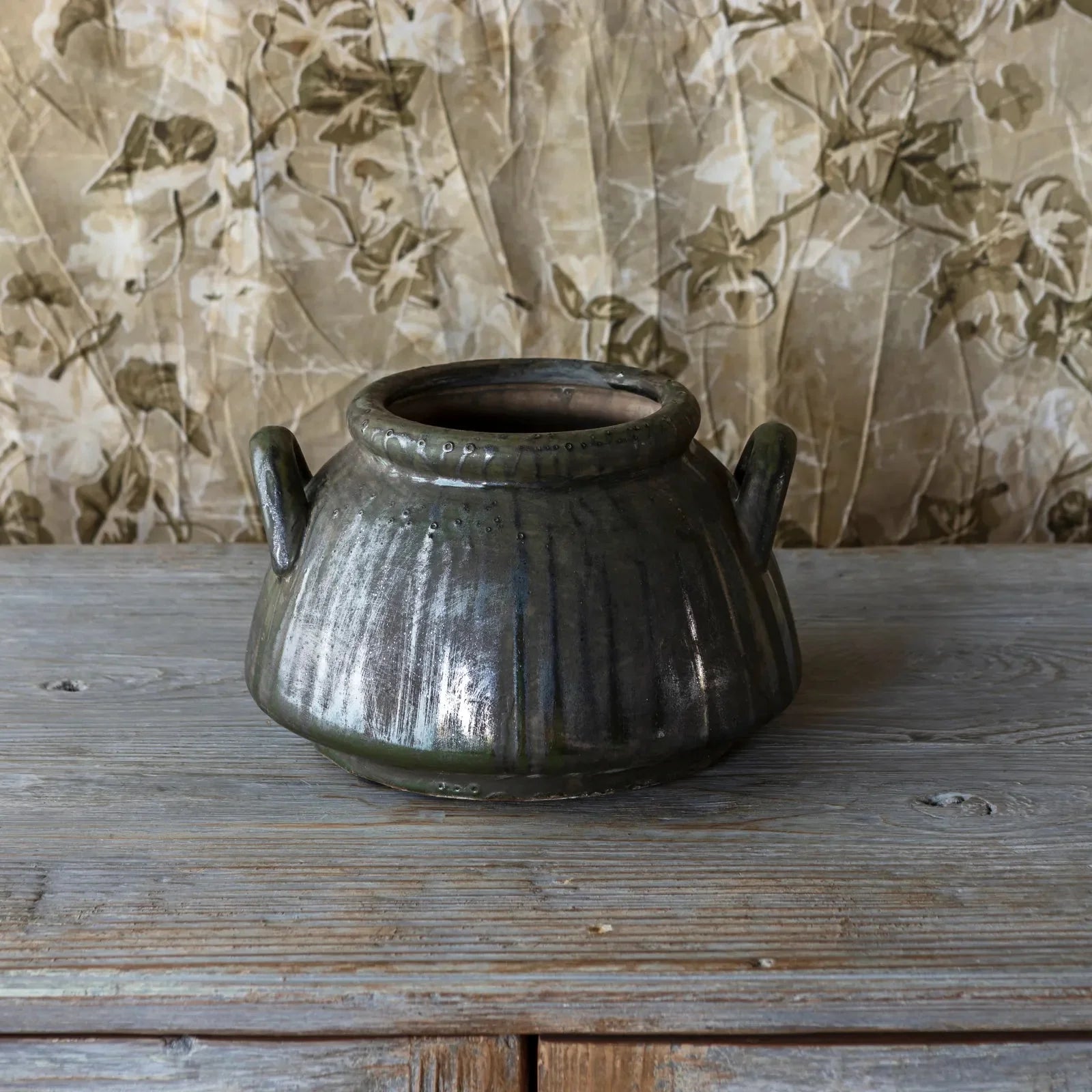Olive Glazed Kettle Vased - Tampa Home & Garden Store