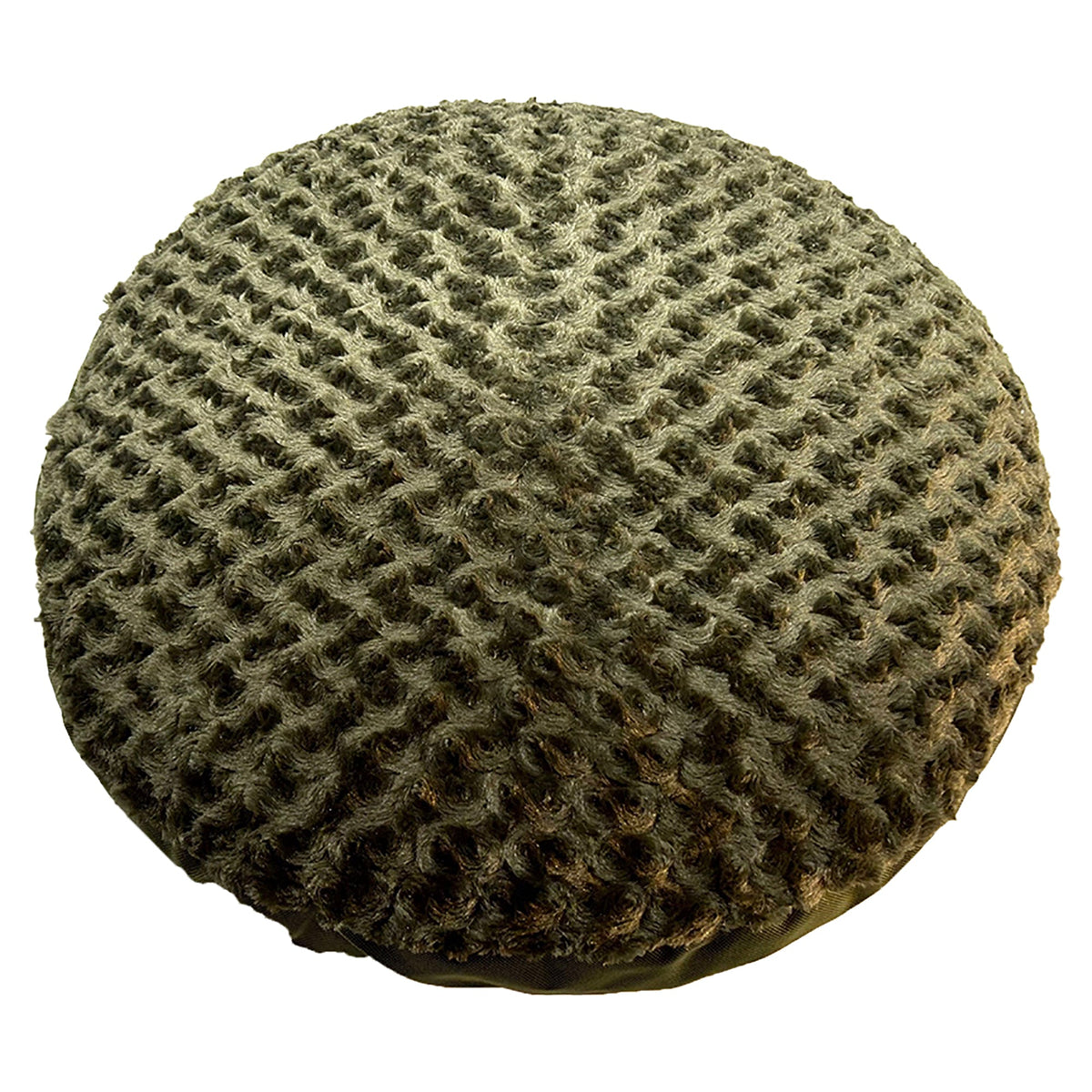 Dog Bed - Round Furvana™ by American Dog, plush round pet bed with textured gray-brown fur on Tampa Home & Garden Store