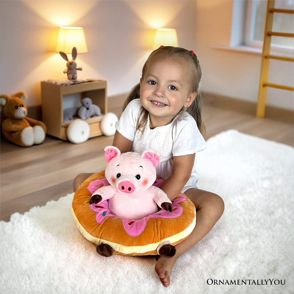 Ollie Oinker the Pig Plushie, Adorable 12" Donut Ring Stuffed Animal for Kids’ Gifts - Tampa Home & Garden Store