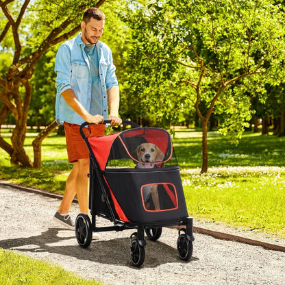 One-Click Foldable Stroller for Large Medium Small Dogs, Pet, Cats with Storage - Tampa Home & Garden Store