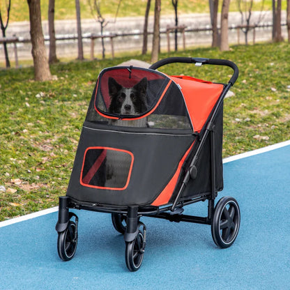 One-Click Foldable Stroller for Large Medium Small Dogs, Pet, Cats with Storage - Tampa Home & Garden Store