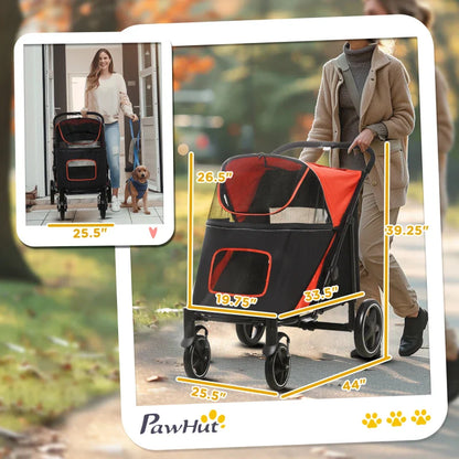 One-Click Foldable Stroller for Large Medium Small Dogs, Pet, Cats with Storage - Tampa Home & Garden Store