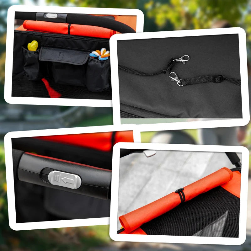 One-Click Foldable Stroller for Large Medium Small Dogs, Pet, Cats with Storage - Tampa Home & Garden Store