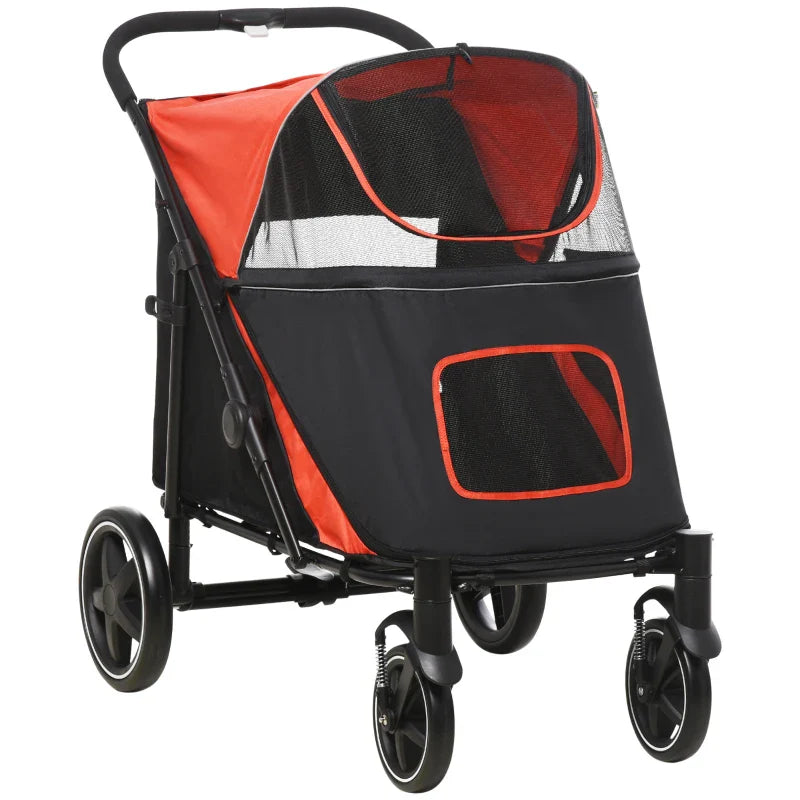 One-Click Foldable Stroller for Large Medium Small Dogs, Pet, Cats with Storage - Tampa Home & Garden Store